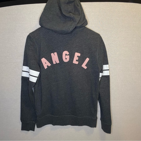 Victoria's Secret Angel Grey Sweatshirt Fleece Zipper Hoodie Women's Size Small - Picture 7 of 15